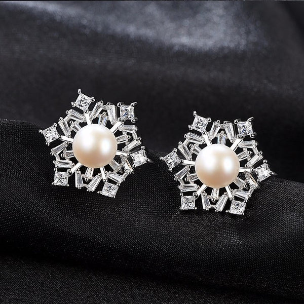 Pure 92.5 Sterling Silver Natural Pearl Studs - Enumu