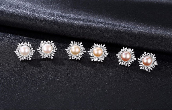 Pure 92.5 Sterling Silver Natural Pearl Studs - Enumu