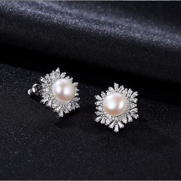 Pure 92.5 Sterling Silver Natural Pearl Studs - Enumu