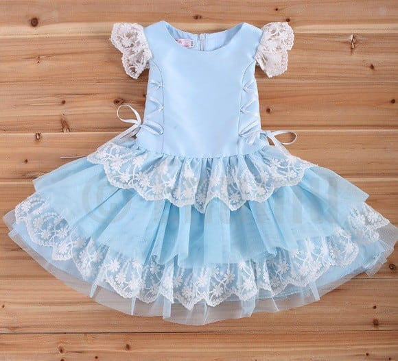 Sky Blue Lace Party Dress - Enumu