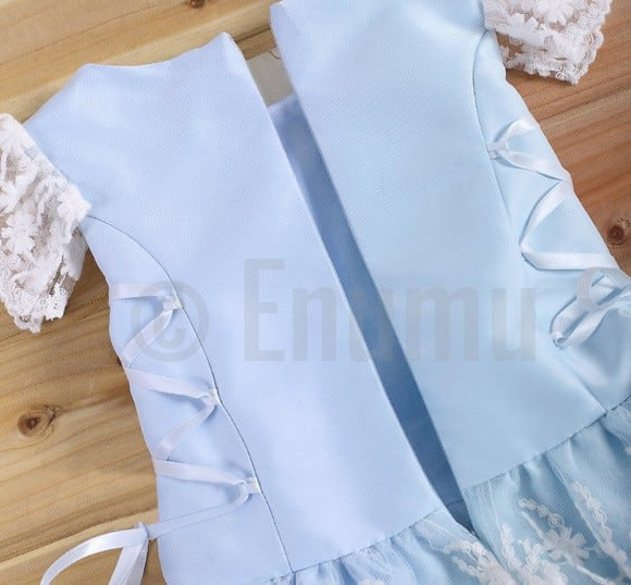 Sky Blue Lace Party Dress - Enumu