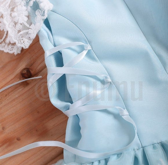 Sky Blue Lace Party Dress - Enumu