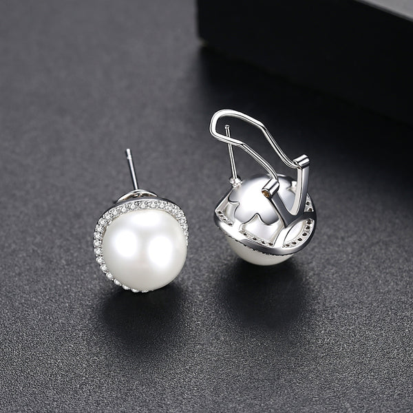 Classic White Pearl Studs - Enumu