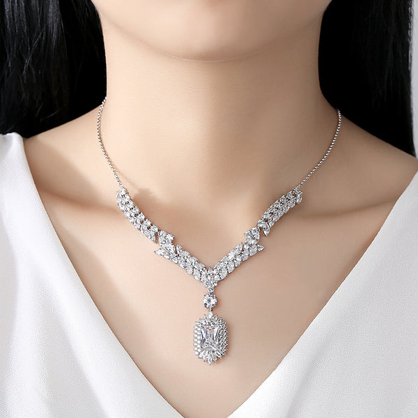 Swiss Zircon Necklace set with Earrings - Enumu