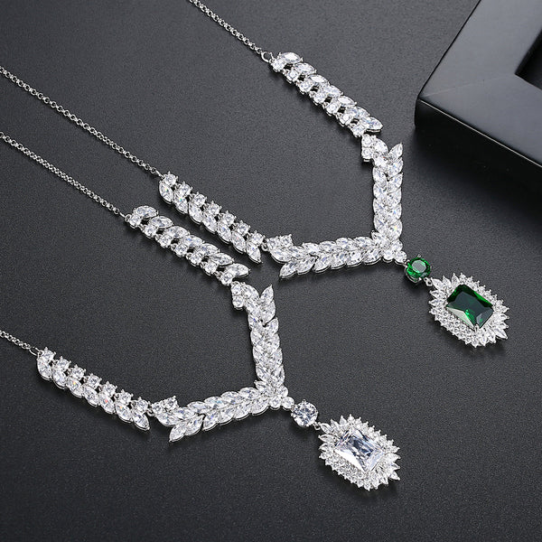 Swiss Zircon Necklace set with Earrings - Enumu