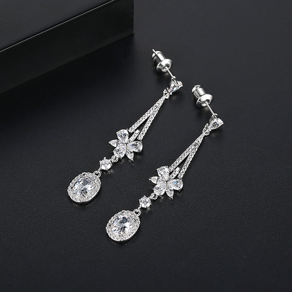Swiss Zircon Long Dangle Earrings - Enumu
