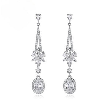 Swiss Zircon Long Dangle Earrings - Enumu