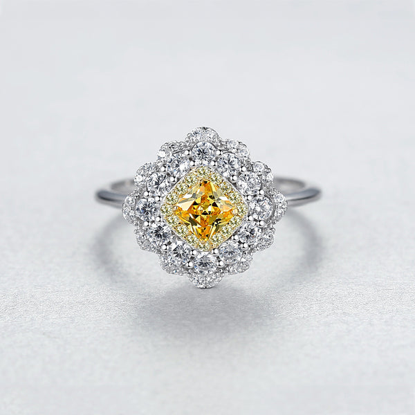Pure 92.5 Sterling Silver Citrine CZ Ring - Enumu
