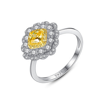 Pure 92.5 Sterling Silver Citrine CZ Ring - Enumu