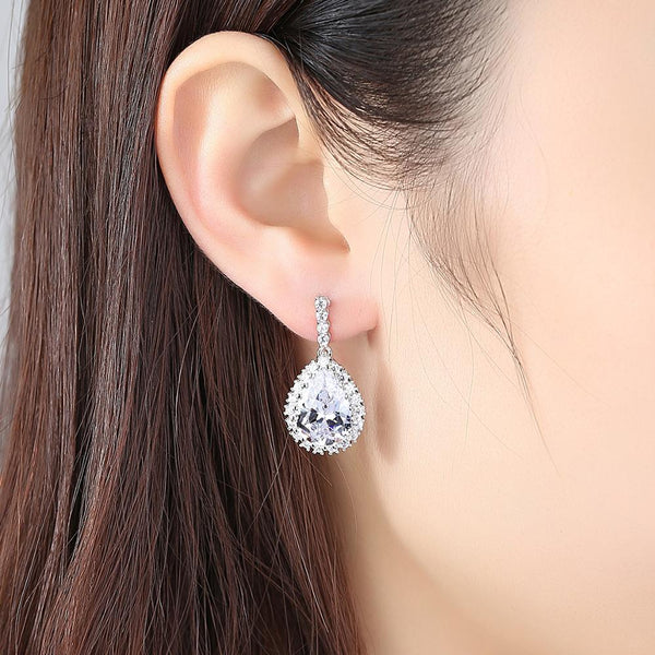 Blue Sapphire Zircon Drop Dangle Earrings - Enumu