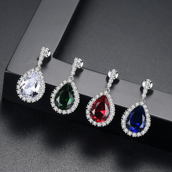 Emerald Zircon Drop Dangle Earrings - Enumu