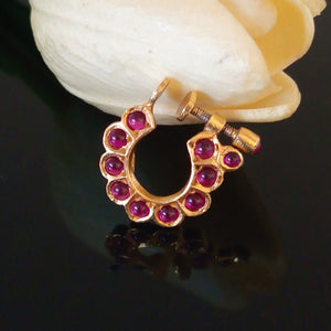Handmade Pure Silver Red Nose Pin - Enumu