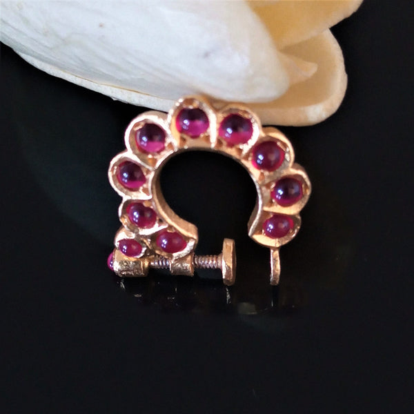 Handmade Pure Silver Red Nose Pin - Enumu