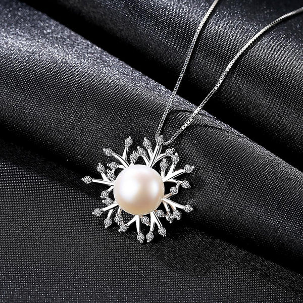 Sterling Silver Pearl Pendant with Chain - Enumu