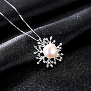 Sterling Silver Pearl Pendant with Chain - Enumu