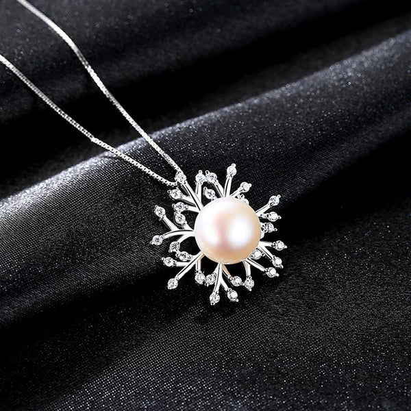 Sterling Silver Pearl Pendant with Chain - Enumu