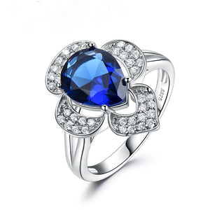 Pure 92.5 Sterling Silver Blue Sapphire Ring - Enumu