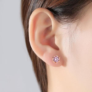 Pure 92.5 Sterling Silver Pink Sapphire Studs - Enumu