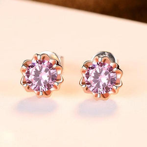 Pure 92.5 Sterling Silver Pink Sapphire Studs - Enumu
