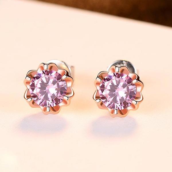 Pure 92.5 Sterling Silver Pink Sapphire Studs - Enumu
