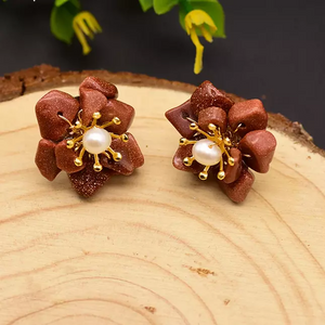 Pure Sterling Silver SandStone Pearl Studs - Enumu