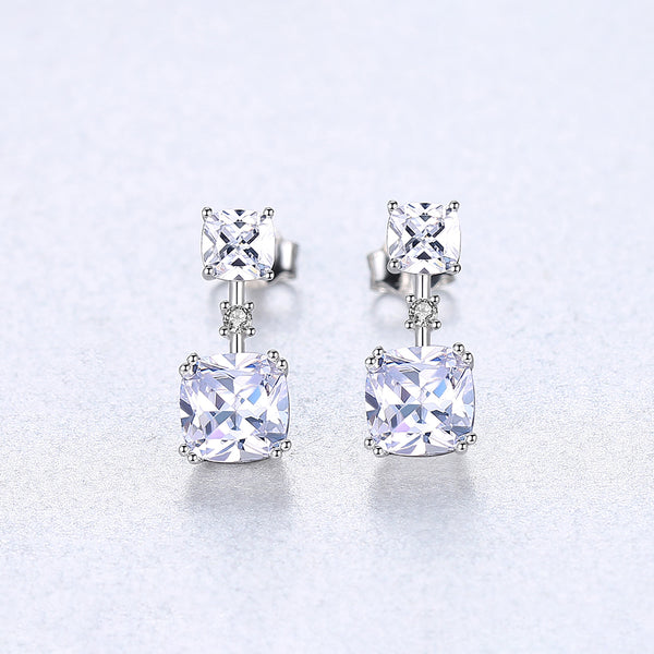 Pure 92.5 Sterling Silver Zircon Dangle Earrings - Enumu