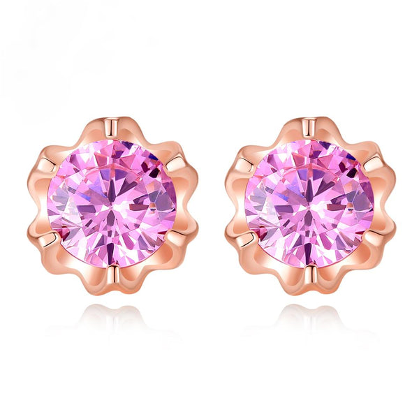 Pure 92.5 Sterling Silver Pink Sapphire Studs - Enumu