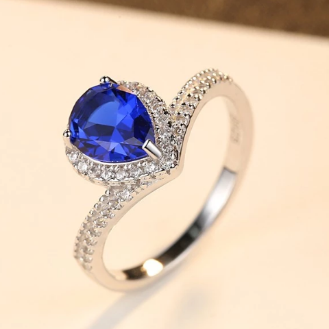 Sterling Silver Blue Sapphire Ring - Enumu