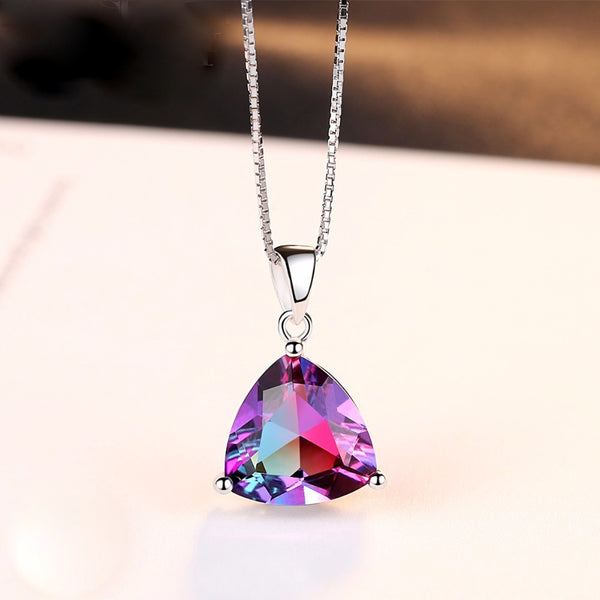 Sterling Silver Rainbow Fire Mystic Topaz Necklace - Enumu