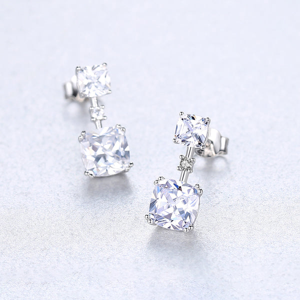Pure 92.5 Sterling Silver Zircon Dangle Earrings - Enumu