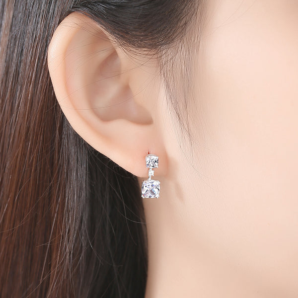 Pure 92.5 Sterling Silver Zircon Dangle Earrings - Enumu
