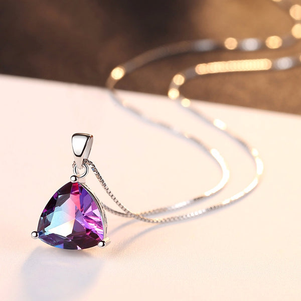 Sterling Silver Rainbow Fire Mystic Topaz Necklace - Enumu