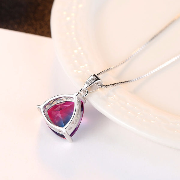 Sterling Silver Rainbow Fire Mystic Topaz Necklace - Enumu