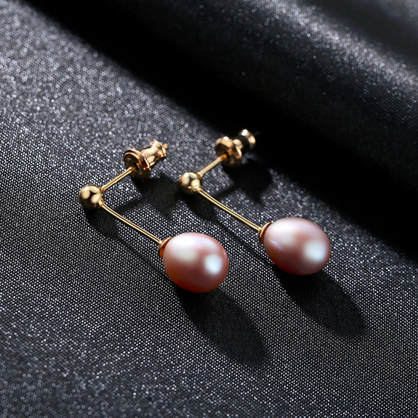 Pure 92.5 Sterling Silver Natural Golden Pearl Dangle Earrings - Enumu