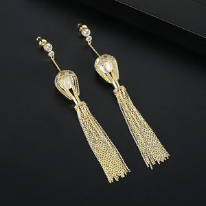 YGP Bird Cage Pearl Long Dangle Earrings - Enumu