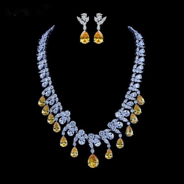 Yellow Citrine Necklace set - Enumu