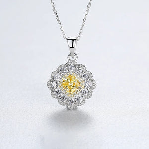 92.5 Sterling Silver Citrine Pendant with Chain - Enumu