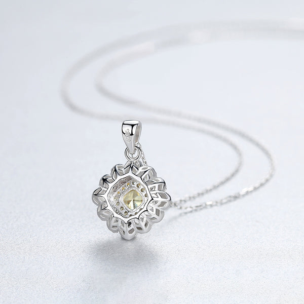 92.5 Sterling Silver Citrine Pendant with Chain - Enumu