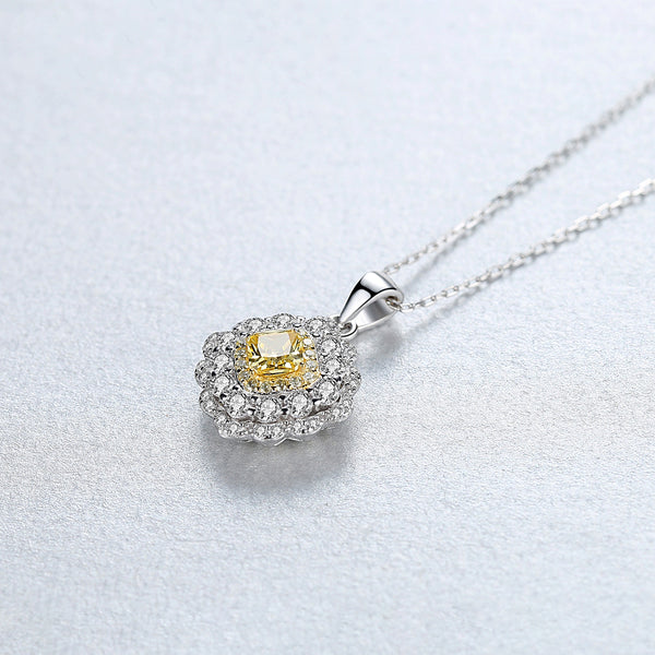 92.5 Sterling Silver Citrine Pendant with Chain - Enumu