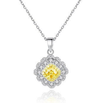 92.5 Sterling Silver Citrine Pendant with Chain - Enumu