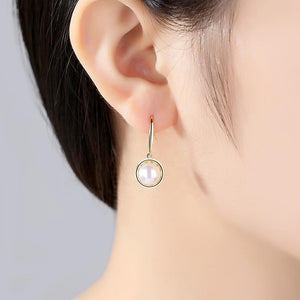 92.5 Gold plated Sterling Silver Black Pearl Coil Dangle Earrings - Enumu