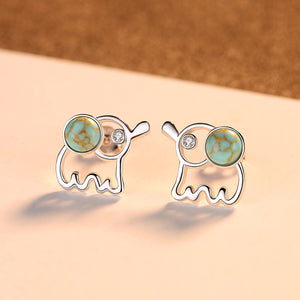 92.5 Sterling Silver Turquoise Elephant Studs - Enumu