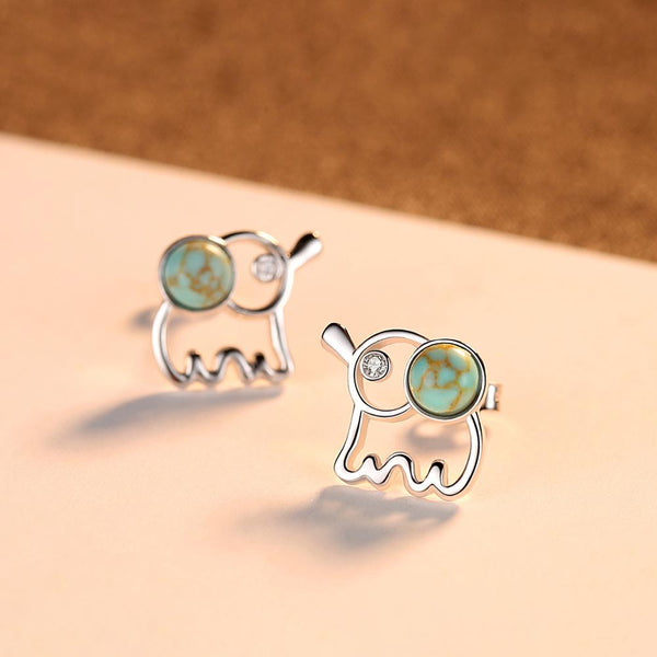 92.5 Sterling Silver Turquoise Elephant Studs - Enumu