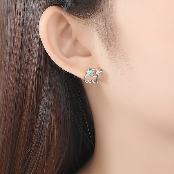 92.5 Sterling Silver Turquoise Elephant Studs - Enumu