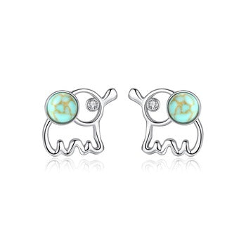 92.5 Sterling Silver Turquoise Elephant Studs - Enumu