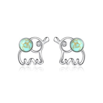 92.5 Sterling Silver Turquoise Elephant Studs - Enumu