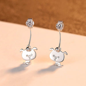 92.5 Sterling Silver Cute Bear Earrings - Enumu