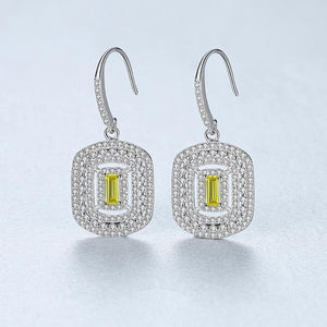 92.5 Sterling Silver Citrine CZ Coil Dangle Earrings - Enumu