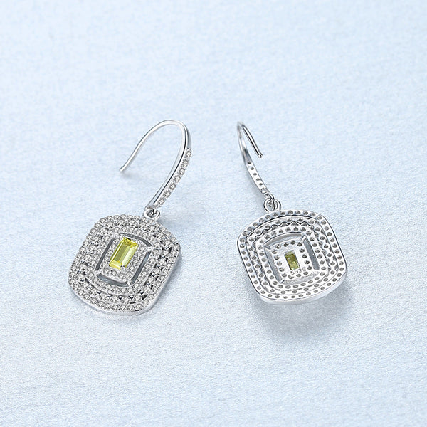 92.5 Sterling Silver Citrine CZ Coil Dangle Earrings - Enumu
