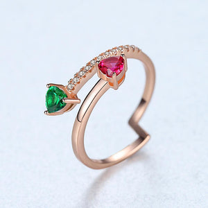 Gold plated 92.5 Sterling Silver Ruby Emerald Ring - Enumu